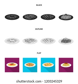 Isolated object of pasta and carbohydrate sign. Collection of pasta and macaroni stock vector illustration.