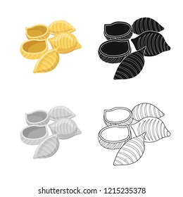 Isolated object of pasta and carbohydrate sign. Set of pasta and macaroni vector icon for stock.