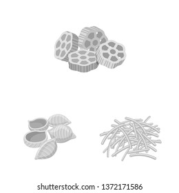 Isolated object of pasta and carbohydrate sign. Set of pasta and macaroni stock symbol for web.