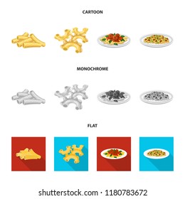 Isolated object of pasta and carbohydrate symbol. Set of pasta and macaroni stock symbol for web.