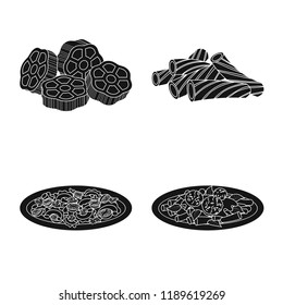 Isolated object of pasta and carbohydrate symbol. Set of pasta and macaroni stock vector illustration.