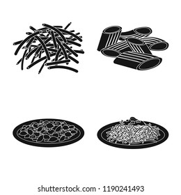 Isolated object of pasta and carbohydrate symbol. Set of pasta and macaroni stock symbol for web.