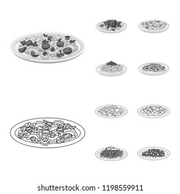 Isolated object of pasta and carbohydrate symbol. Set of pasta and macaroni stock vector illustration.
