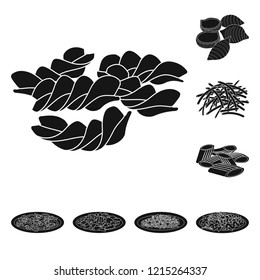Isolated object of pasta and carbohydrate symbol. Collection of pasta and macaroni stock symbol for web.