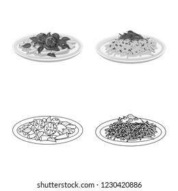 Isolated object of pasta and carbohydrate symbol. Set of pasta and macaroni vector icon for stock.