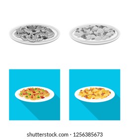 Isolated object of pasta and carbohydrate symbol. Set of pasta and macaroni vector icon for stock.