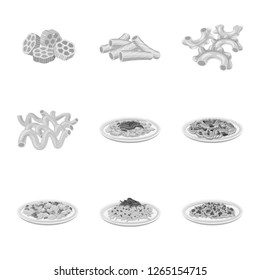 Isolated object of pasta and carbohydrate symbol. Collection of pasta and macaroni stock symbol for web.
