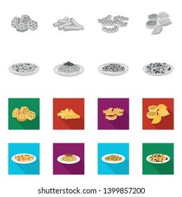 Isolated object of pasta and carbohydrate symbol. Set of pasta and macaroni stock vector illustration.