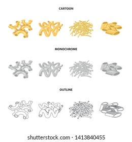 Isolated object of pasta and carbohydrate symbol. Collection of pasta and macaroni stock symbol for web.