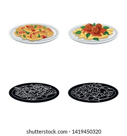 Isolated object of pasta and carbohydrate symbol. Collection of pasta and macaroni stock vector illustration.