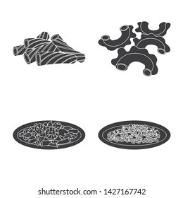 Isolated object of pasta and carbohydrate symbol. Set of pasta and macaroni vector icon for stock.