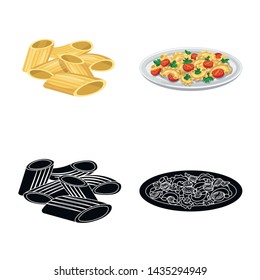 Isolated object of pasta and carbohydrate symbol. Set of pasta and macaroni stock symbol for web.