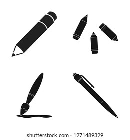 Isolated object of pencil and sharpen icon. Set of pencil and color vector icon for stock.