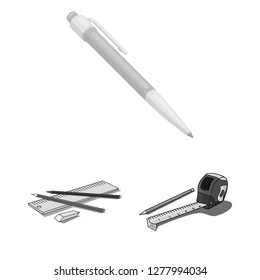 Isolated object of pencil and sharpen icon. Collection of pencil and color vector icon for stock.