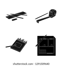 Isolated object of pencil and sharpen icon. Set of pencil and color stock vector illustration.