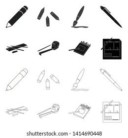 Isolated object of pencil and sharpen logo. Collection of pencil and color stock vector illustration.