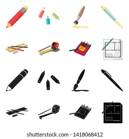 Isolated object of pencil and sharpen logo. Set of pencil and color stock vector illustration.