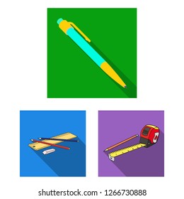 Isolated object of pencil and sharpen symbol. Set of pencil and color stock symbol for web.