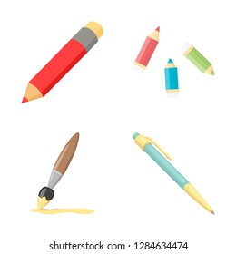 Isolated object of pencil and sharpen symbol. Set of pencil and color stock vector illustration.