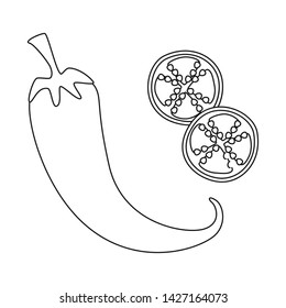 Isolated object of pepper and chili symbol. Set of pepper and red vector icon for stock.