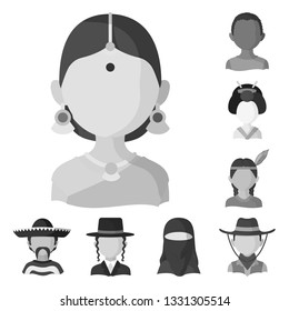 Isolated object of person and culture icon. Set of person and race  stock symbol for web.