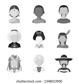 Isolated object of person and culture icon. Set of person and race  stock symbol for web.