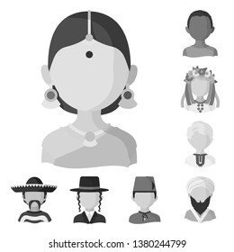 Isolated object of person and culture icon. Collection of person and race  stock vector illustration.