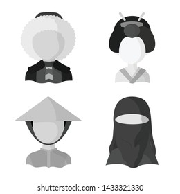 Isolated object of person and culture icon. Collection of person and race stock vector illustration.