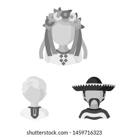 Isolated object of person and culture logo. Collection of person and race vector icon for stock.