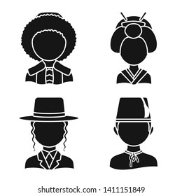 Isolated object of person and culture sign. Set of person and race  stock symbol for web.