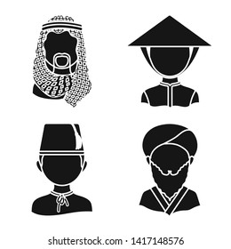 Isolated object of person and culture sign. Set of person and race  stock vector illustration.