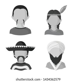 Isolated object of person and culture sign. Set of person and race stock vector illustration.