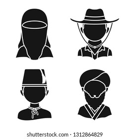 Isolated object of person and culture symbol. Set of person and race  vector icon for stock.