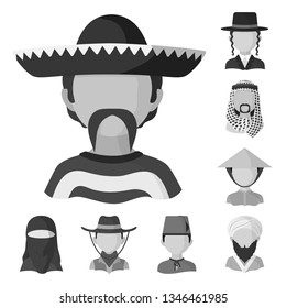 Isolated object of person and culture symbol. Collection of person and race  stock vector illustration.