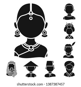 Isolated object of person and culture symbol. Set of person and race  vector icon for stock.