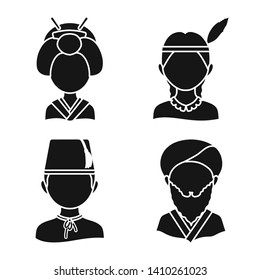 Isolated object of person and culture symbol. Set of person and race  stock symbol for web.