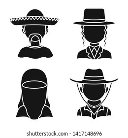 Isolated object of person and culture symbol. Collection of person and race  stock symbol for web.