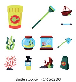 Isolated object of pet and aqua sign. Collection of pet and accessory vector icon for stock.