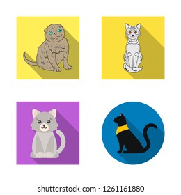 Isolated object of pet and sphynx symbol. Set of pet and fun stock symbol for web.