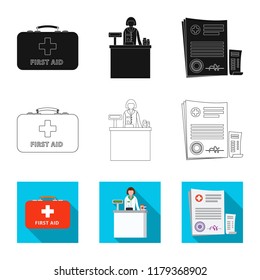 Isolated object of pharmacy and hospital icon. Collection of pharmacy and business stock symbol for web.