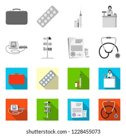 Isolated object of pharmacy and hospital icon. Collection of pharmacy and business stock vector illustration.