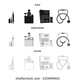 Isolated object of pharmacy and hospital icon. Set of pharmacy and business stock vector illustration.
