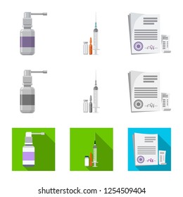 Isolated object of pharmacy and hospital icon. Set of pharmacy and business stock symbol for web.