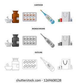 Isolated object of pharmacy and hospital icon. Collection of pharmacy and business stock symbol for web.