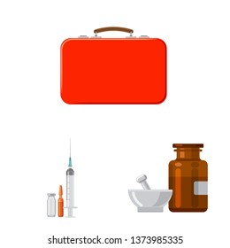 Isolated object of pharmacy and hospital icon. Set of pharmacy and business stock symbol for web.