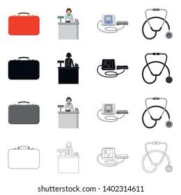 Isolated object of pharmacy and hospital icon. Collection of pharmacy and business stock vector illustration.