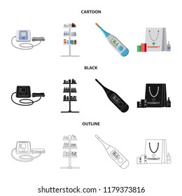 Isolated object of pharmacy and hospital logo. Collection of pharmacy and business vector icon for stock.