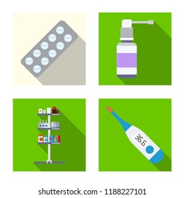 Isolated object of pharmacy and hospital logo. Set of pharmacy and business vector icon for stock.