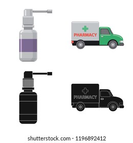 Isolated object of pharmacy and hospital logo. Set of pharmacy and business vector icon for stock.