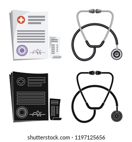 Isolated object of pharmacy and hospital logo. Collection of pharmacy and business stock vector illustration.